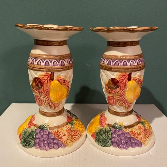Fitz and Floyd Accents Set Of 2 Vintage 995 Harvest Time Candle